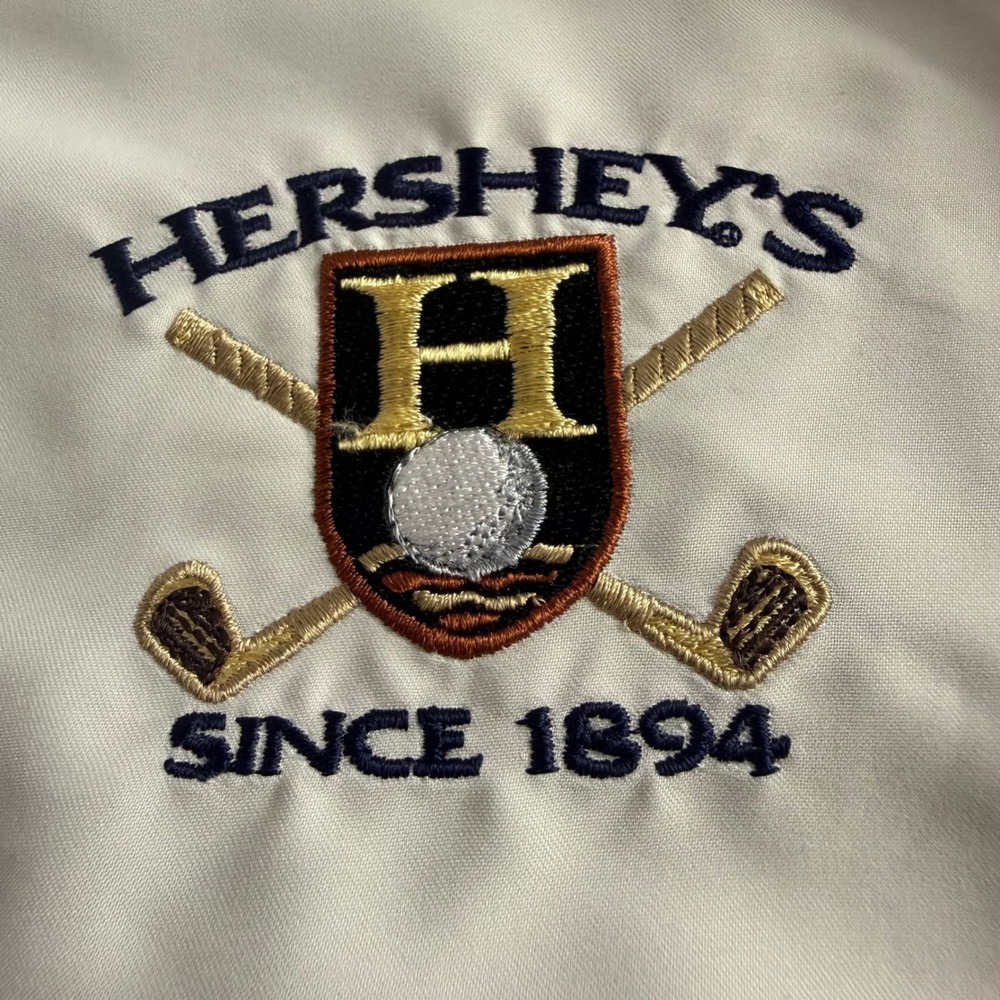 Nike Golf Mens XL Windbreaker Pullover Stone Hershey's Embroidered V-Neck Jacket - Picture 4 of 8